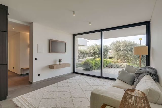 Living room with garden doors