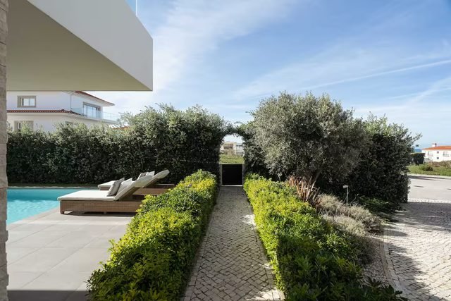 Garden path leading to the pool