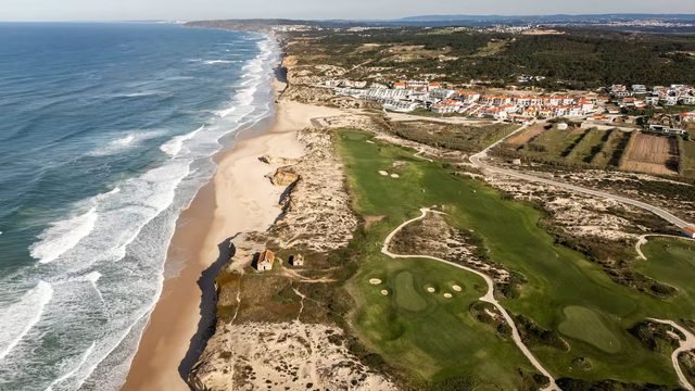 Beach and golf course from above